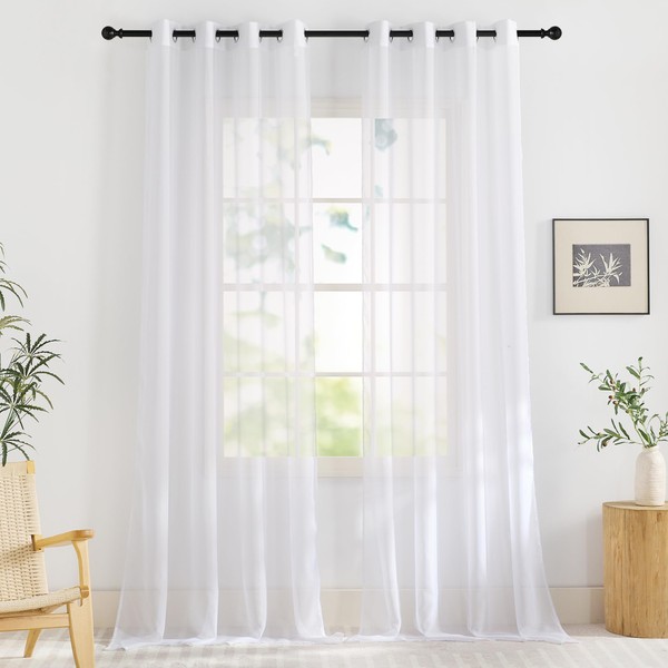 KGORGE Transparent Curtains Living Room Modern White Curtains 245 cm