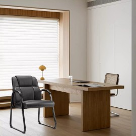 Simple Deluxe PU Leather Executive Waiting Room Chair Reception Guest Office C+Padded Arms