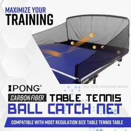 JOOLA iPong Carbon Fiber Table Tennis Ball Catch Net - Practice Net Attaches to Ping Pong Table for Ball Collection During Table Tennis Robot, Serve or Multi-Ball Training