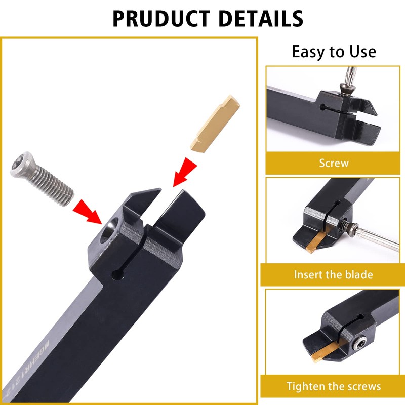 VerRich 11PCS Lathe Grooving Cutting Tools Kit,MGEHR1212-2 Parting Grooving Cut-Off