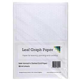 A4 Isometric Dotted Grid 10mm 1cm Graph Paper - 30 Loose-Leaf Sheets - Grey Grid