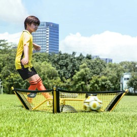 PodiuMax Soccer Rebounder Net, 3 Net Triangle Design for Team Training, Easy to Assemble and Disassemble, Comes with a Bag and Stakes