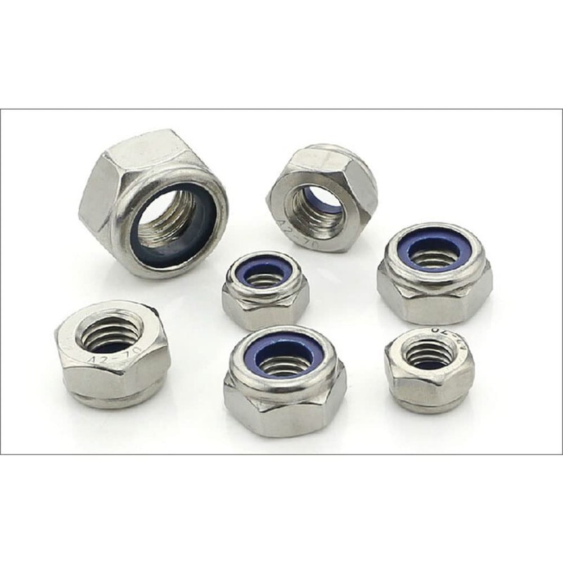 M3-M12 165 Pieces Stainless Steel Nylon Lock Nut Sets, Self-Locking