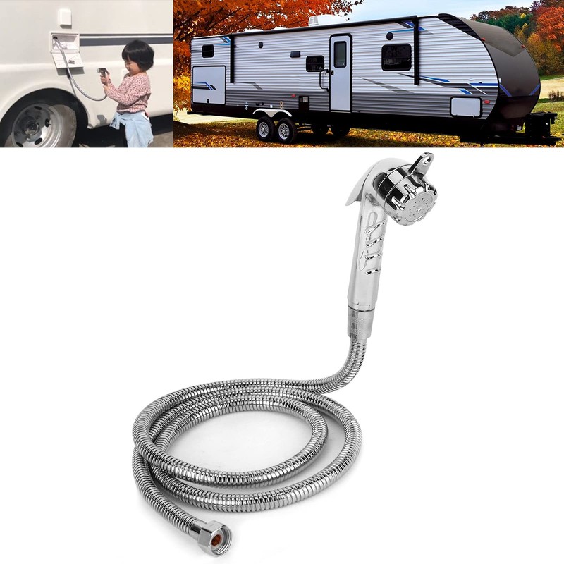RV Shower Hose, External Nozzle Water Supply Shower Head Stainless