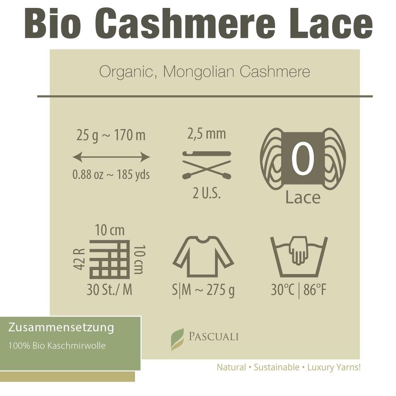 PASCUALI Organic Cashmere Lace Knitting Wool 100% Cashmere Wool for