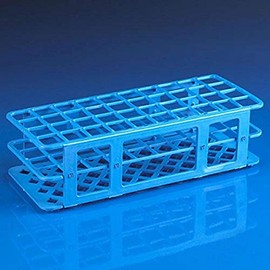 Globe Scientific 456704 Polypropylene Microcentrifuge Tube Rack, 25mm Tube, Blue, 40-Place