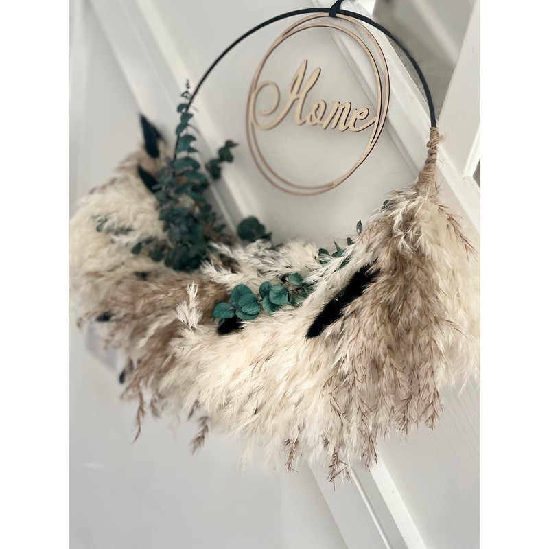 Pampas Grass Wreath - Pampas Grass Wall Decoration - Natural