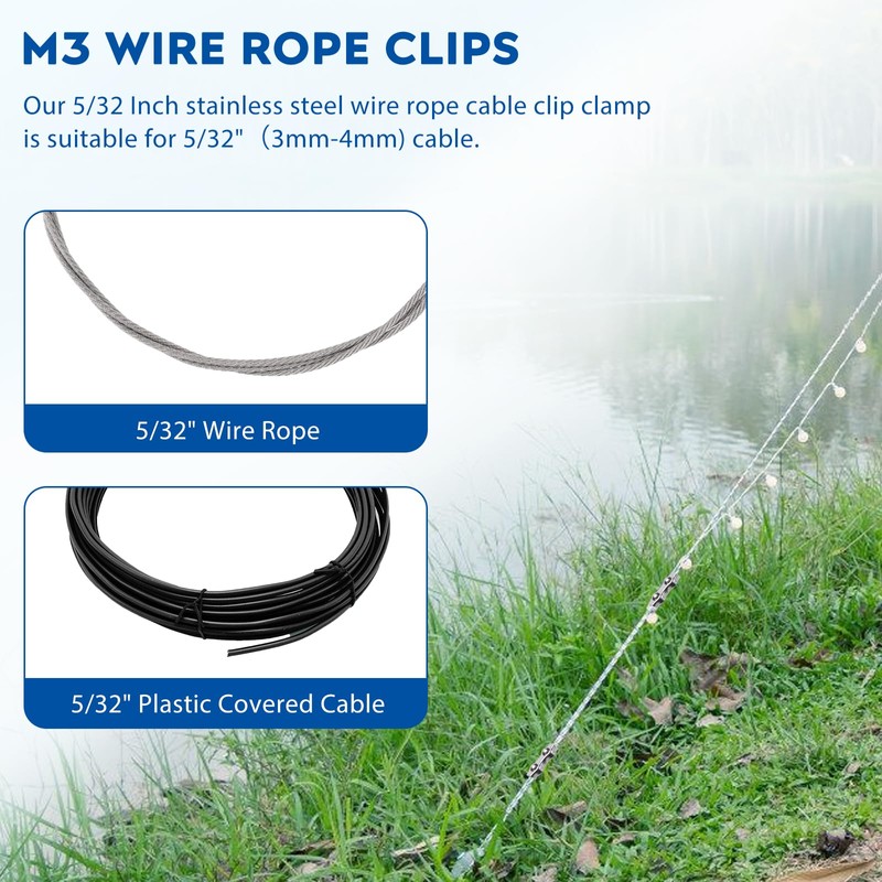 20Pcs M4 304 Stainless Steel Duplex Wire Rope Clips, Duplex