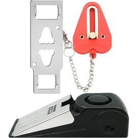 Portable Door Lock & Door Stop Alarm Set, Dual Protection Home Security Door Kit, Travel Hotel Door Lock Devices Pocket Self Defensey Tools for Traveling Hotel Home Apartment (Red)