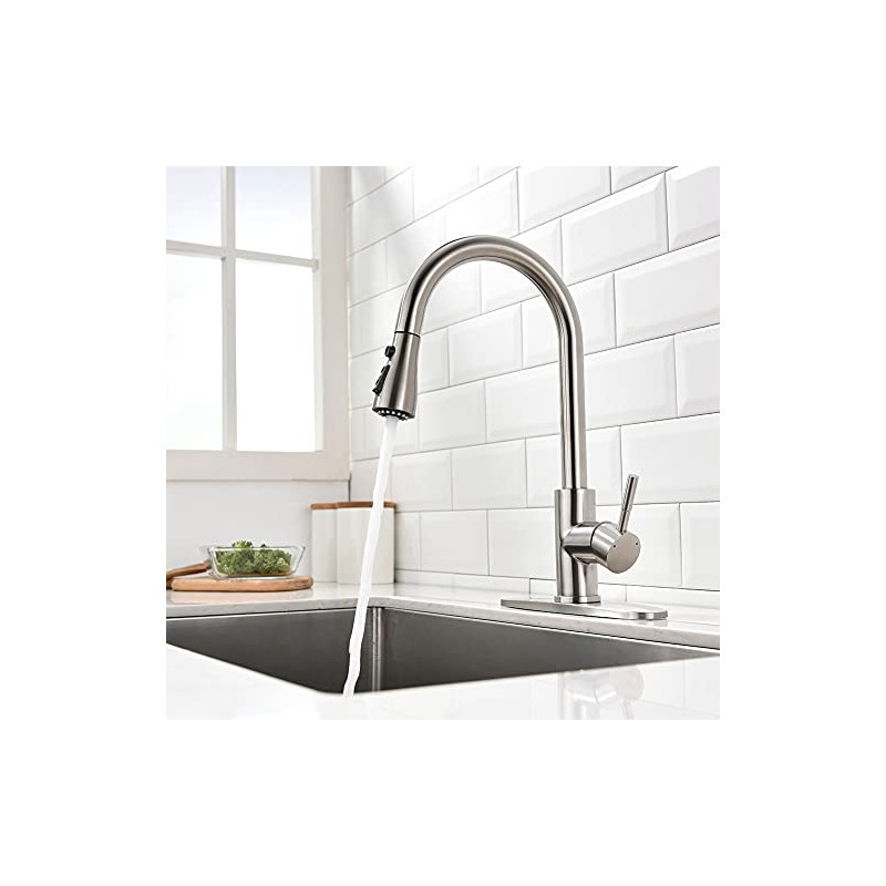 Brushed Nickel Kitchen Faucets with Pull Down Sprayer Kitchen Sink