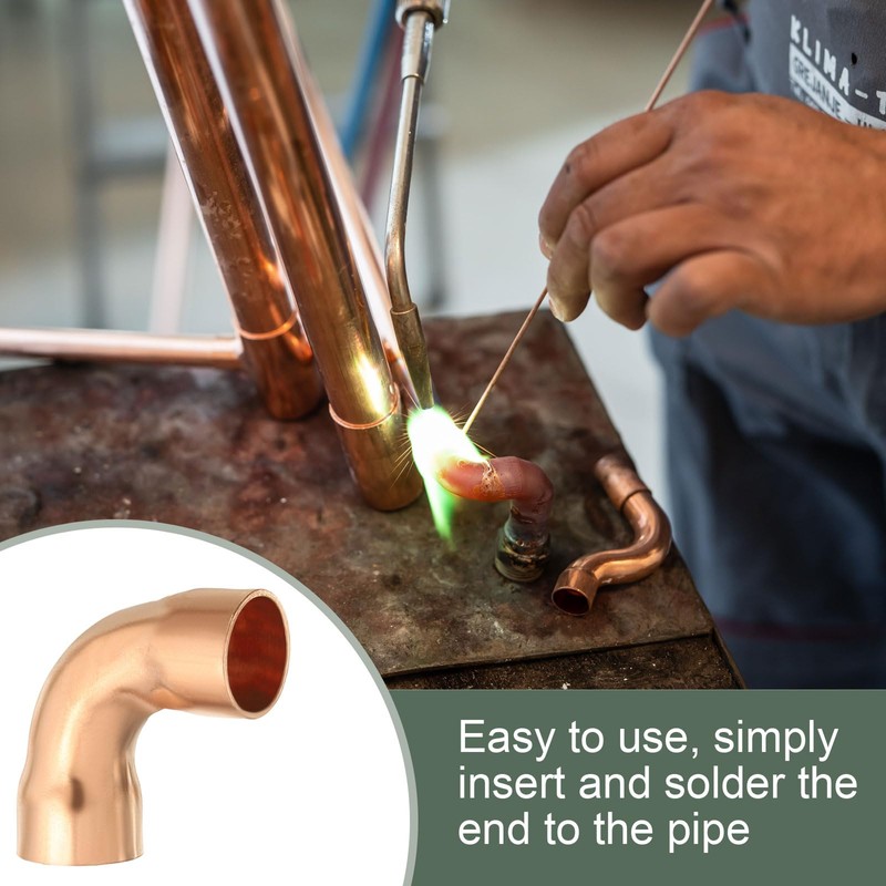YOKIVE 5 Pcs Elbow Copper Fitting, 90 Degree Copper Pipe