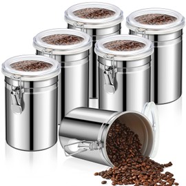 Lallisa 3 Pcs Stainless Steel Kitchen Canisters 62 fl oz Metal Food Storage Coffee Container with Clear See Airtight Clamp Lids for Loose Tea Sugar Ground Coffee Beans Flour Snacks Pantry