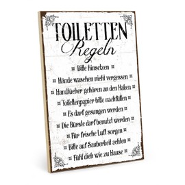 TypeStoff HS-00200 Wooden Sign with Saying - Toilet Rules - Vintage Look with Quote as Gift and Decoration on the Theme Toilet, Toilet, Pipibox