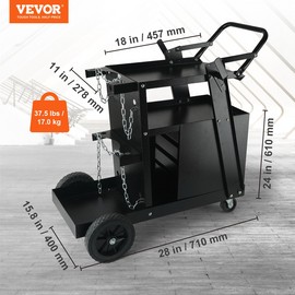 VEVOR Heavy Duty 2-Tier Welding Cart with 4 Drawers - 265 LBS Capacity, 360° Swivel Wh - 18 x 11 inch