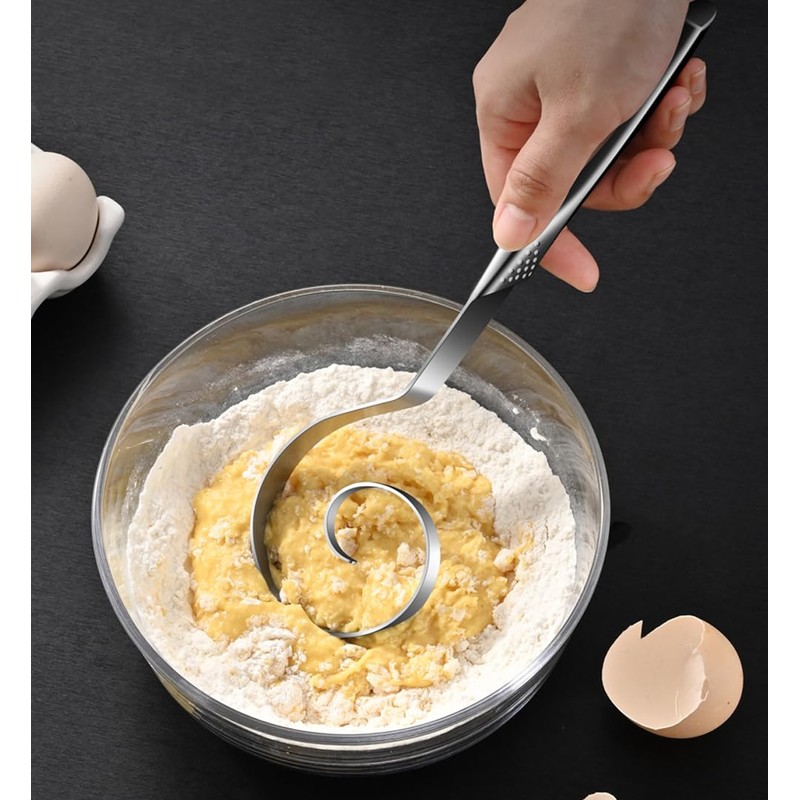 Hevengao Seamless Danish Dough Whisk -10" Stainless Steel Dutch Bread