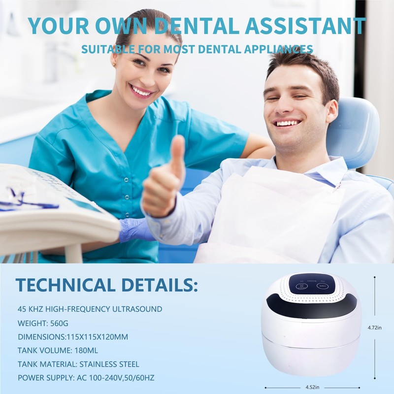 Ultrasonic Retainer Cleaner, Retainer Cleaner Machine for Dentures, Mouth Guards,