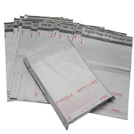 Heavy Duty Polythene Mailing Postal Mailer Bags Shipping Grey with Red Fragile(B00-120x215mm (4.72'' x 8.46''),100)