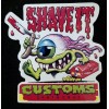 SANTA CUZE STICKER "SHAVE IT CUSTOMS" 3 1/4 X 3 5/8" OLD VINTAGE