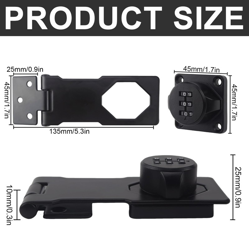 Erzekrim Hasp with Combination Lock 4.5 Inch Security Hasp with