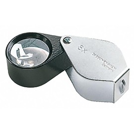 Metal foldable magnifier [Eschenbach 117612] aplanatic lens made of high quality silicate, Dimensions Lens: Ø 15 mm, Magnification: 12x