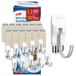TAILI Damage-Free Hanging Hooks,10 Mini Utility Hooks and 12 Pcs Adhesive Strips, Holds up to 1.1 lb, No Tools Damage-Free Stick on Bathroom or Kitchen for Hanging Decorations,Organization-White