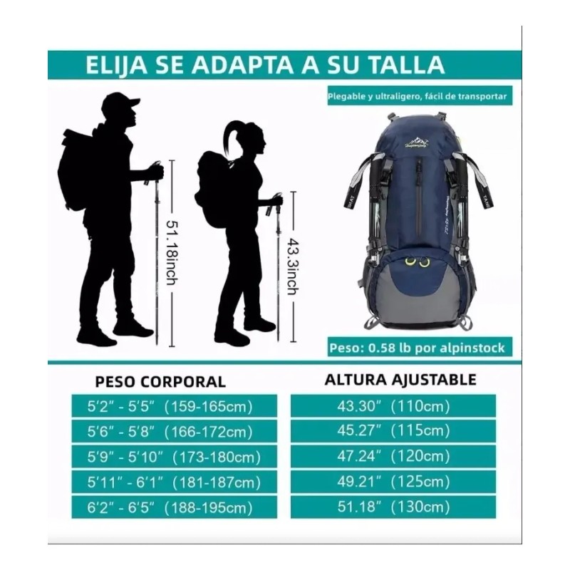 2 Pcs Bastones Senderismo Plegables Trail Running Y Trekking