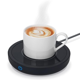 Calentador de Tazas Calentador de Bebidas con Placa Eléctrica hasta 80℃, Calentador Portatil de Café con 3 Configuraciones de Temperatura para Calentar Café, té, Leche, Cacao (Negro)