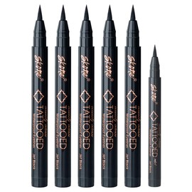 Skone Cosmetics Insanely Intense Tattooed Eyeliner Pen - 5-piece Set - Waterproof Liquid Eyeliner, Long-Lasting, Sweat Proof, Smudge Proof Liquid Eyeliner - Jet Black (with FREE Travel Size mini)