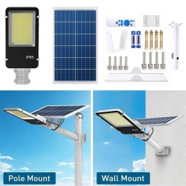 PFCTART Super Bright 9000W Commercial LED Solar Street Light Dusk To Dawn Yard Road Lamp