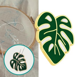 SG Store Leaf Shaped Magnetic Needle Keeper 4.5x4.2cm Embroidery Needle Picker Alloy Drop Glue Needle Aspirator for Sewing Embroidery Needlework Storage