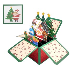 3D Pop Up Christmas Card - Poinsettias Bouquet Card, Christmas Flower Card with Envelopes, 3D Xmas Holiday Greeting Cards, Merry Christmas 3D Cards for Mom/Her/Friend/Anyone