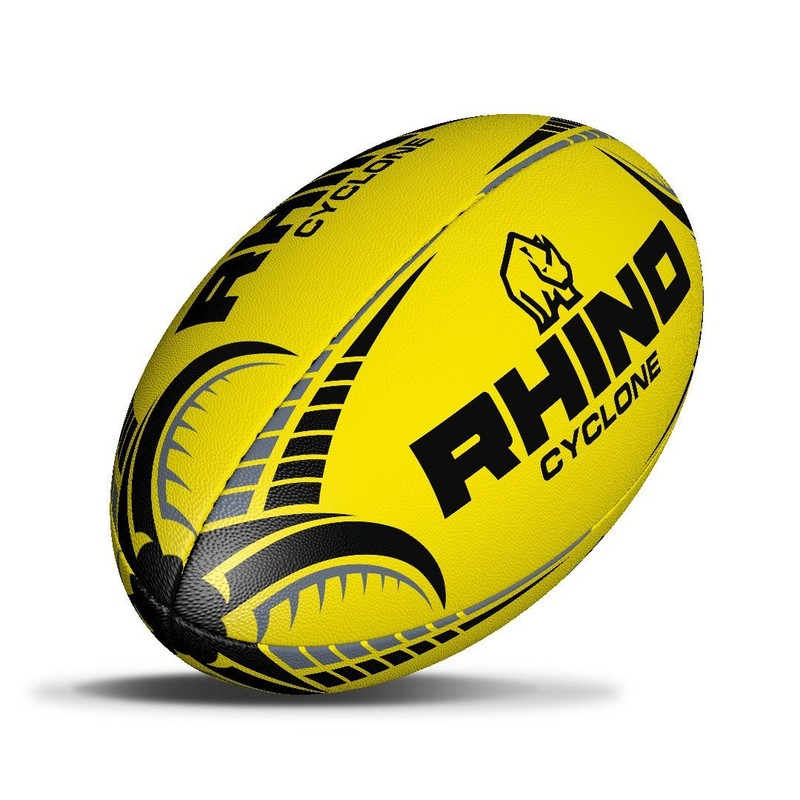Rhino Cyclone Rugby Ball, Fluo Yellow, Size 4
