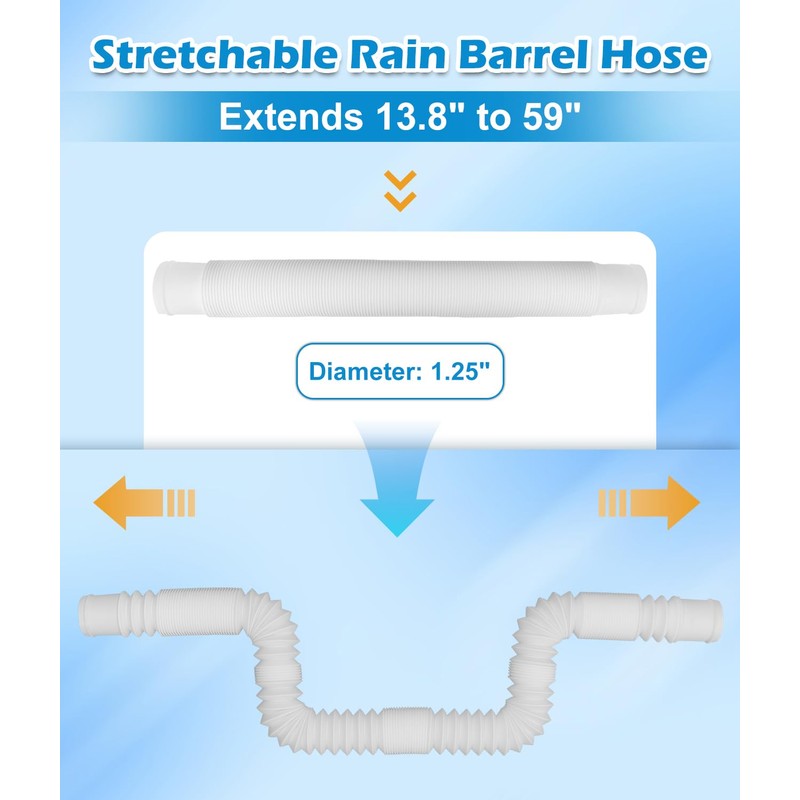 WADEO Rain Barrel Hose Connector, Compatible with Downspout Diverters(1.25'' Outlet