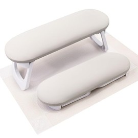 Reposabrazos Subay para uñas, reposabrazos plegable de PU para manos de acrílico, cojín para manos, soporte para manos de uñas, accesorio para arte de uñas, herramienta para técnicos de uñas, manicura y pedicura, uso en salón y hogar - Gris Claro
