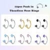 TOPBRIGHT 12PCS 316L Stainless Steel Horseshoe Nose Rings - 20G