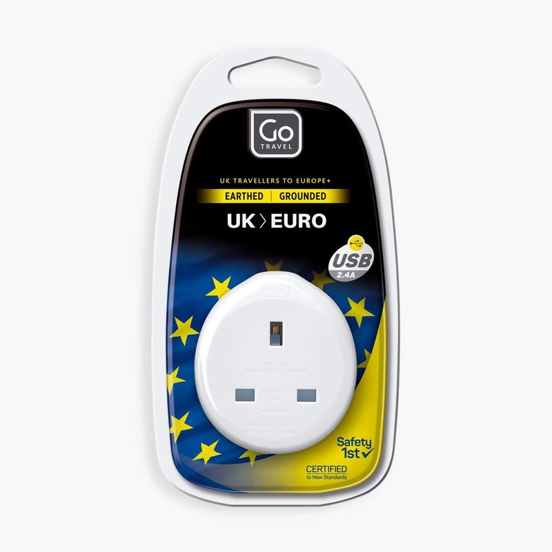 Go Travel Earthed UK to EU European Adaptor Convertor inc