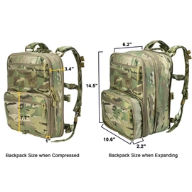 tactifans Tactical Expandable Flatpack, Chest Rig Backpack MOLLE Assault Pack Hydration Pack for PC Vest, Cp