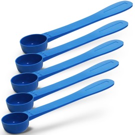 5pc Kit, RE-GEN 2.5ml Reusable Long Handle Plastic Measuring Spoon Scoops Dosing Spoons | Ideal for Liquids, Powders, Granules, Home, Kitchen, Catering, Healthcare, Fitness