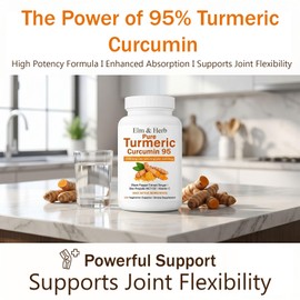 Elm & Herb Pure Turmeric Curcumin 95, Elm and Herb Turmeric Curcumin Supplement Capsules with Black Pepper Extract, Ginger, Bee Propolis, MCT Oil & Vitamin C (1)