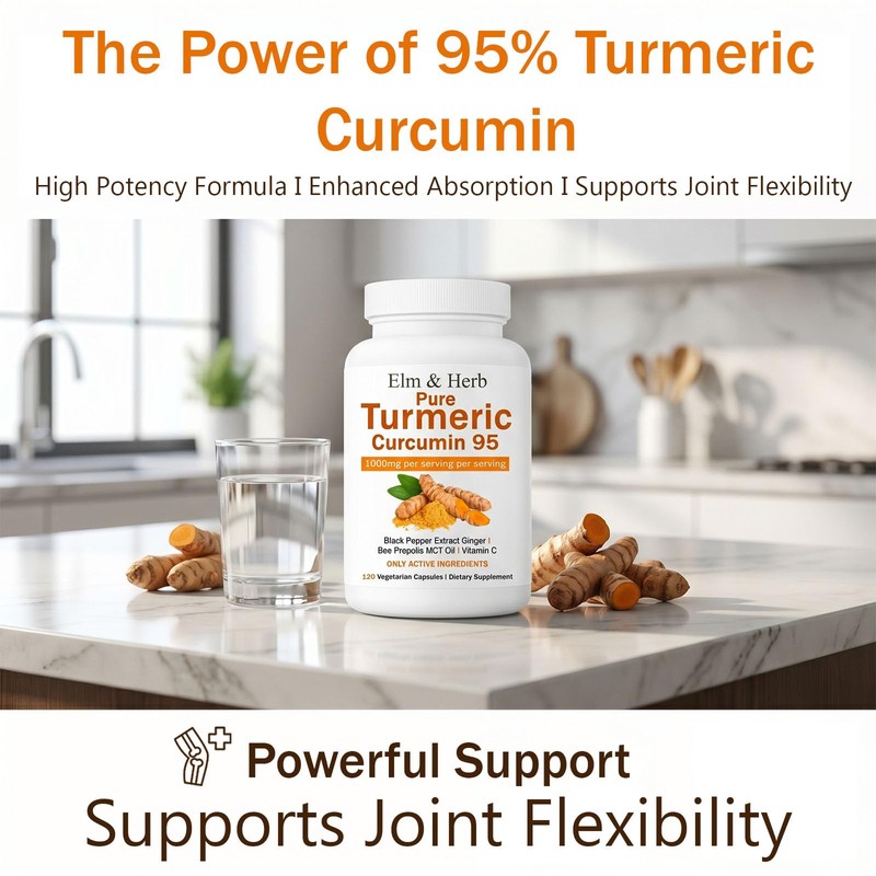 Elm & Herb Pure Turmeric Curcumin 95, Elm and Herb