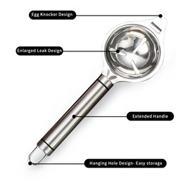 Egg Liquid Separator Egg Separator Egg White Separator Stainless Steel Egg Yolk Egg White Separator, Long Handle Filter, Cooking Tool, Baking Assistant
