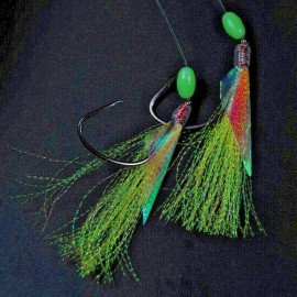 Gamakatsu Dual 5/0 Octopus Hi/Lo Drop Rig,  2 cod, pollock, haddock, sea bass, drop rigs - Yellow