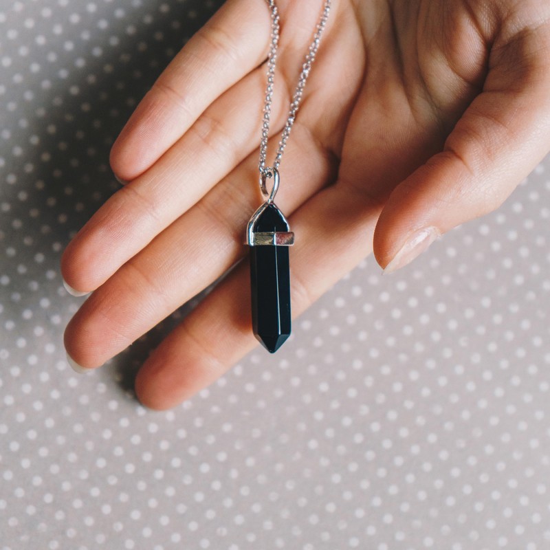 Philip Jones Black Onyx Gemstone Necklace with Quote Card