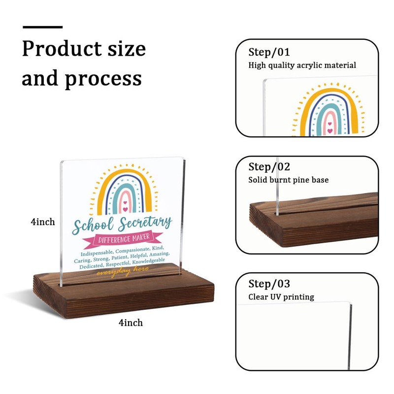School Secretary Appreciation Gift, Inspirational Difference Maker Gift for School