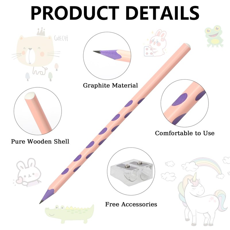 DYMHQ 32Pcs Pencils Rubbers Sharpeners Set, 15 Pre-Sharpened Triangular Pencils,