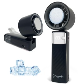 Handheld turbofan, battery driven, 199 speed, running time of 20 hours, air turbine technology cooling, including cooler, suitable for outdoor, travel, office, rechargeable personal fan (black)