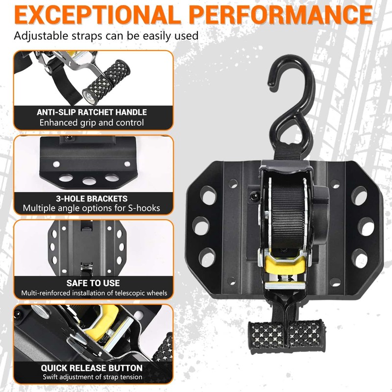 Xomzema 2PCS Retractable Truck Bed Tie Down Straps for Ford