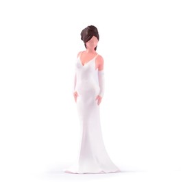 SOUFORCE 1/18 Scale Scene Props Figure Girl Bride Brown Hair White Evening Dress Miniature Action Figure Model