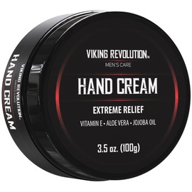 Viking Revolution Mens Hand Cream for Men - Hand Cream for Dry Cracked Hands Repair Cream - Dry Hand Cream for Dry Hands Balm - Aloe Vera Dry Hands Treatment Hand Moisturizer with Vitamin E (3.5oz)