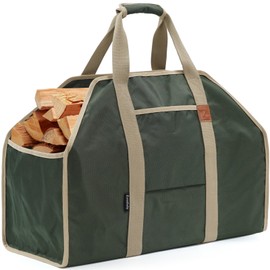 Zettfuly Firewood Carrier with Handles - Large Log Carrier for Firewood, Heavy Duty Wood Carrier for Firewood, Waterproof Firewood Carriers Tote Bag, Large Capacity, Wood Stove Accessories, Green